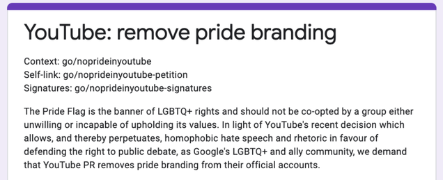 A petition circulating within Google in response to YouTube’s actions regarding creator Steven Crowder.
